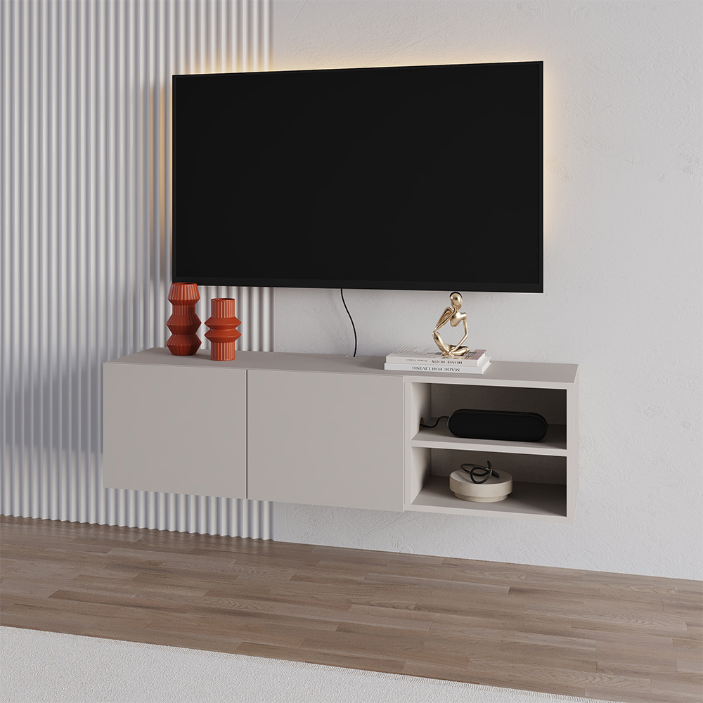 Decortie Conrad 2 Door 2 Shelf Sandstone TV Unit Image 5