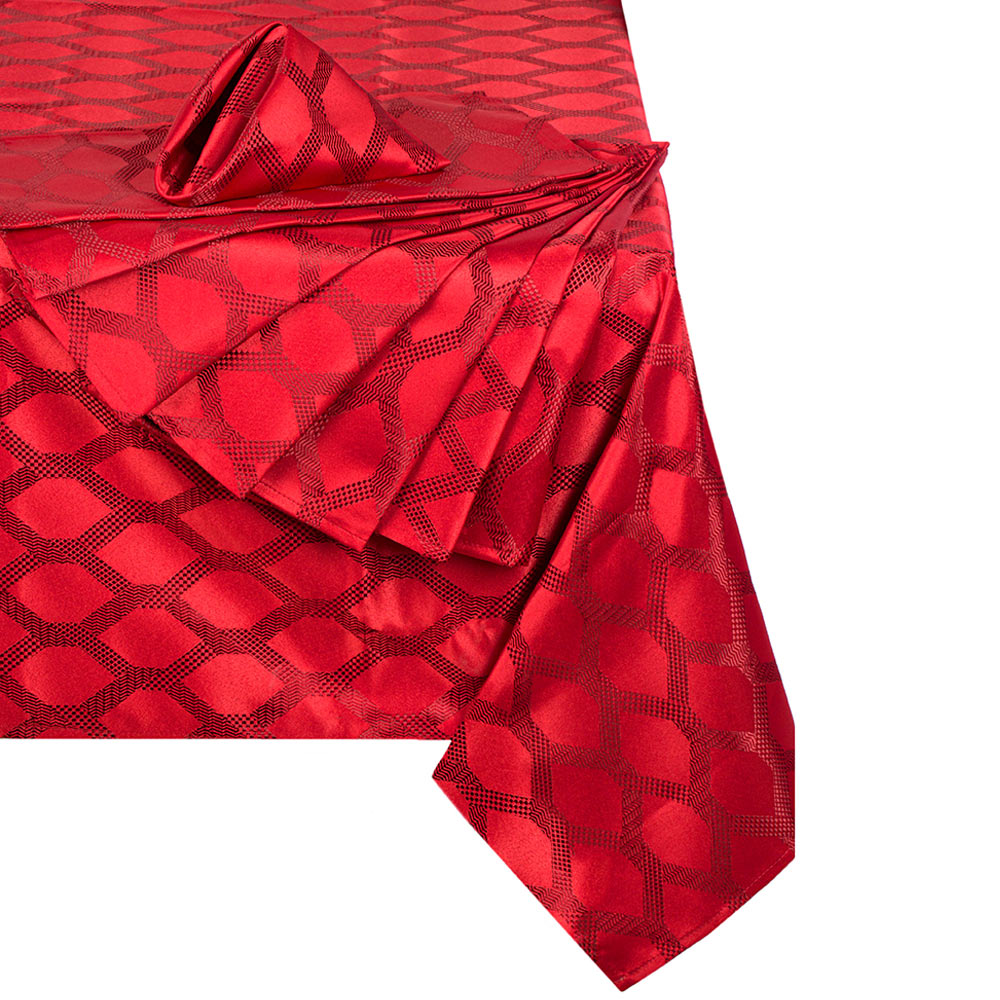 Waterside Geo Red 9 Piece Tablecloth Set Image 1