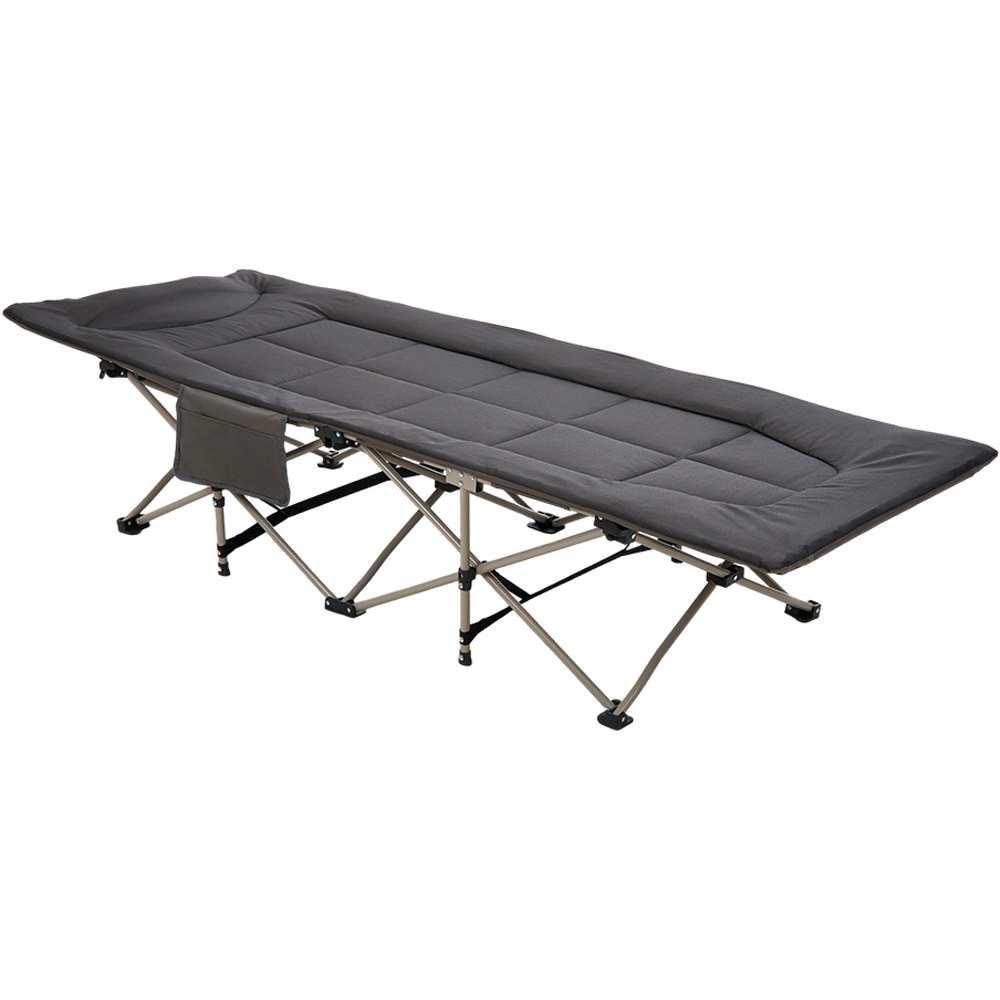 Living and Home Black Portable Folding Camping Cot with Headrest Image 1