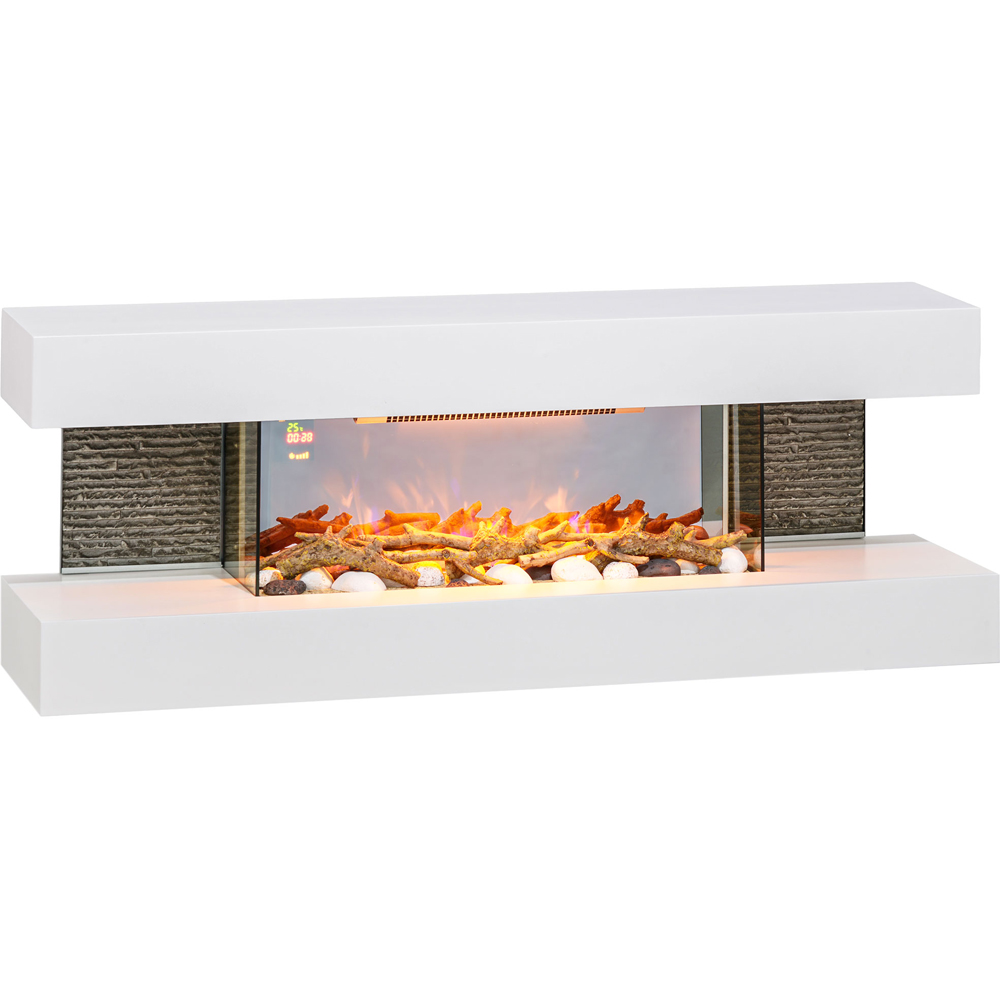 HOMCOM White Wall Mounted Electric Fireplace 2000W Image 1