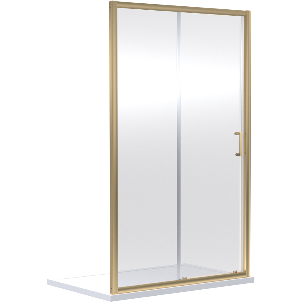 nuie Brushed Brass Single Sliding Shower Door 1700mm Image 1