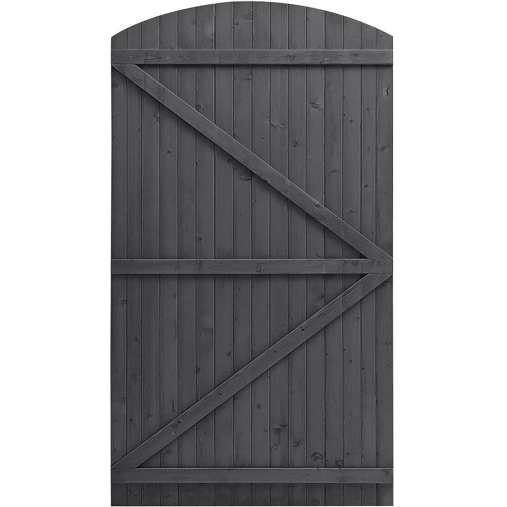 Living and Home Grey Semi Braced Arch Top Wooden Garden Gate with Latch 150 x 105cm Image 1