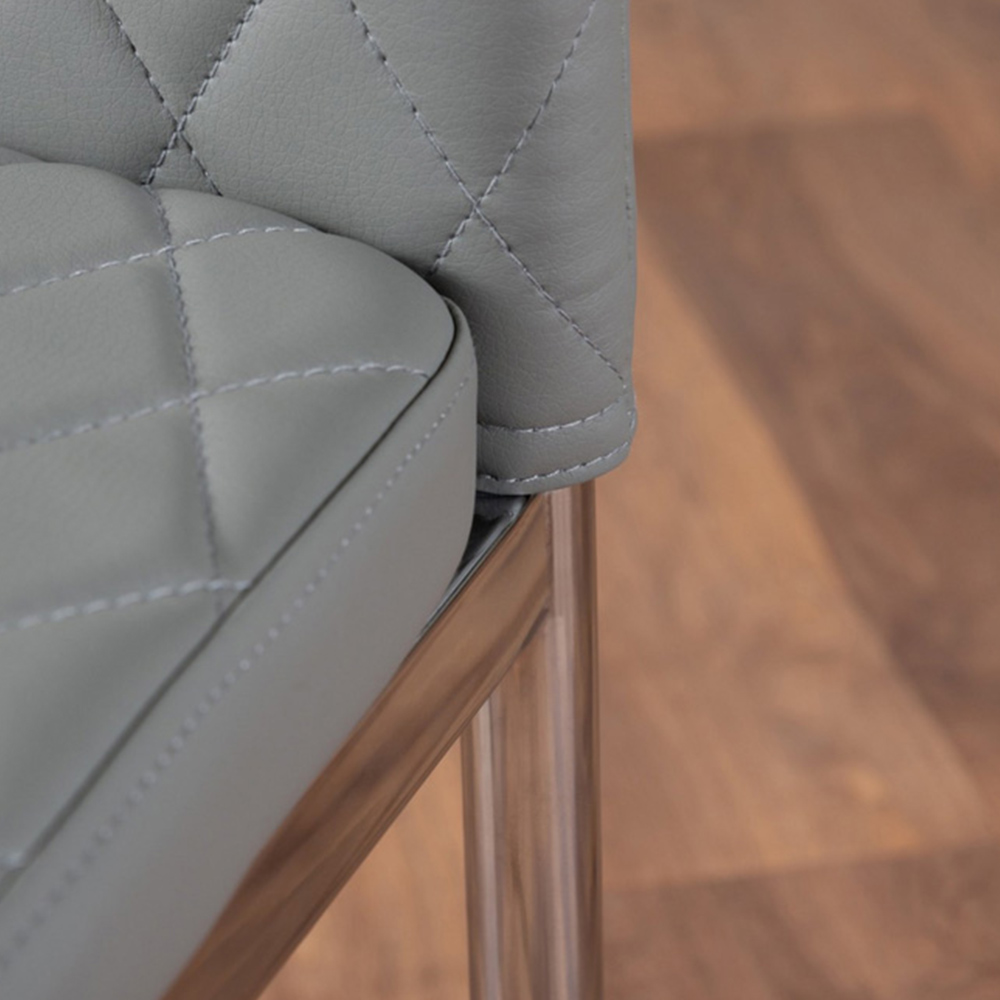 Furniturebox Lucia Valera 6 Seater Round Dining Set Grey Gloss Elephant Grey and Chrome Image 7