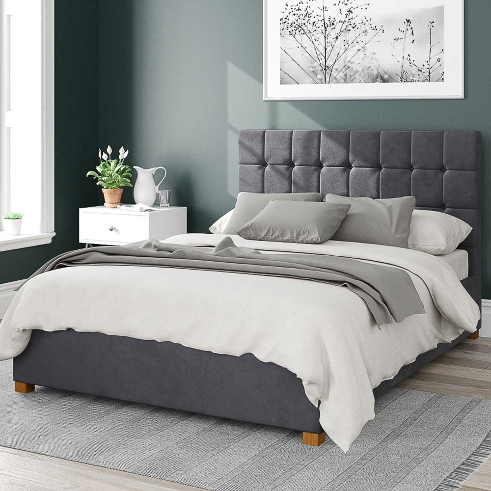 Aspire Sinatra Single Steel Plush Velvet Ottoman Bed Image 1