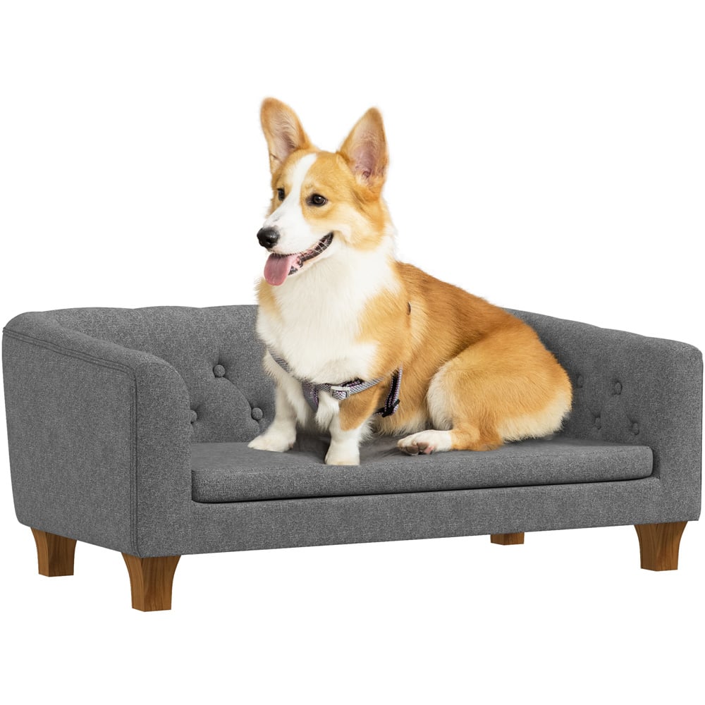 PawHut Grey Small and Medium Dogs Elevated Pet Sofa Image 3