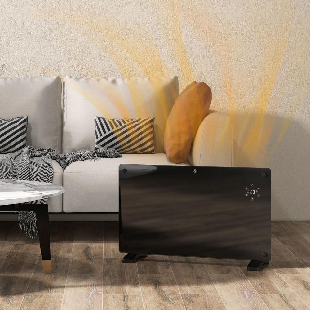 HOMCOM Black Electric Radiator Heater with Wi-Fi Smart App and Remote 1500W Image 2