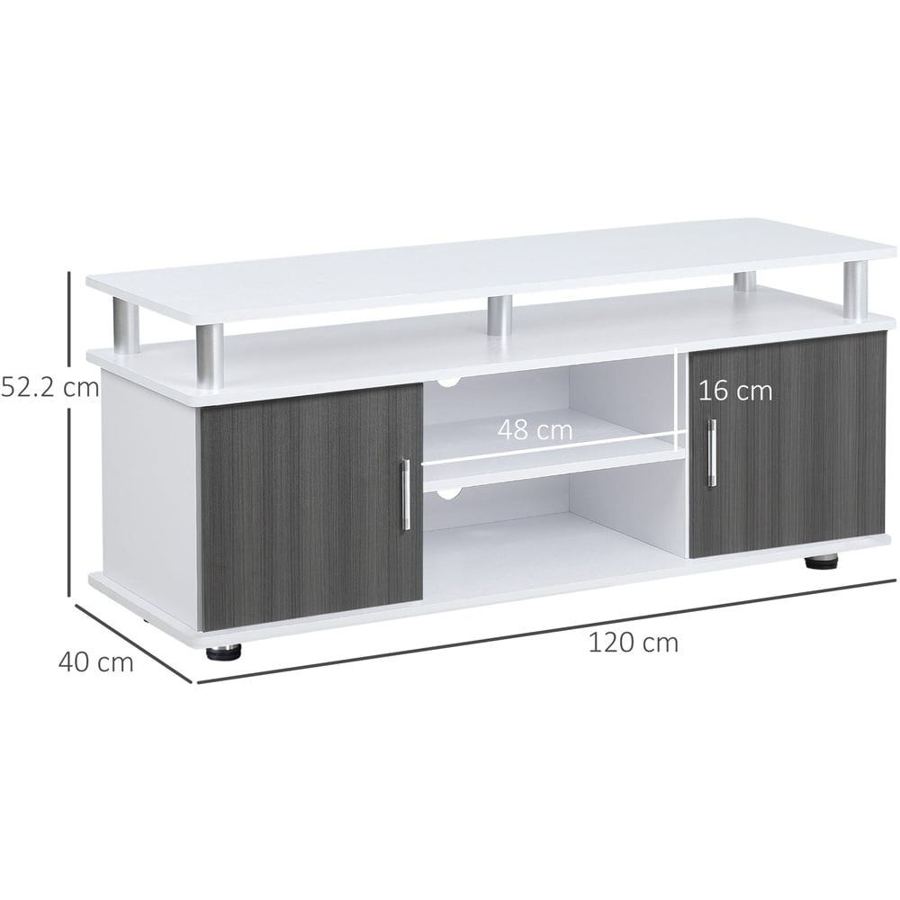 Portland 2 Door 3 Shelf White and Grey TV Cabinet Image 8