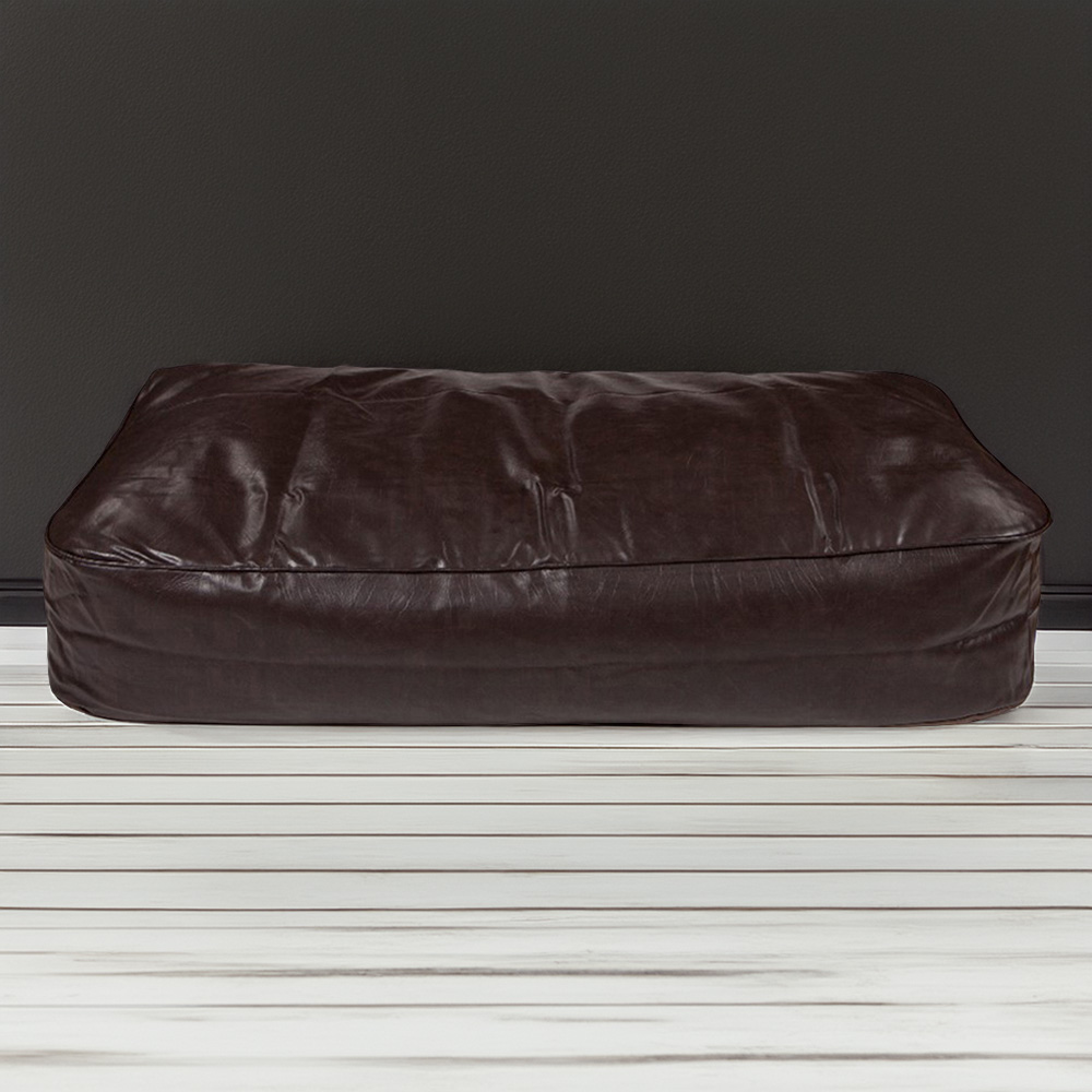 Kaikoo Single Chocolate Faux Leather Bean Bag Bed Image 1