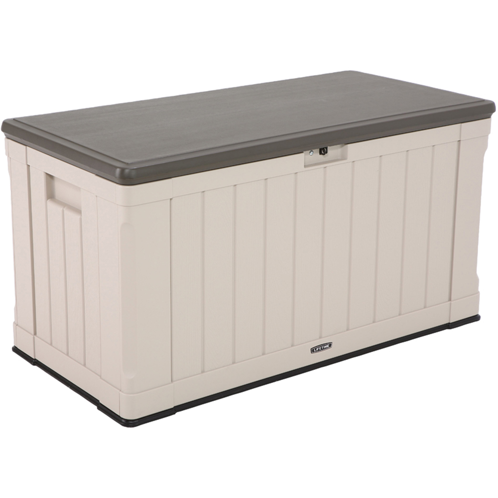 Lifetime Products 439L Tan and Brown Outdoor Deck Storage Box Image 1