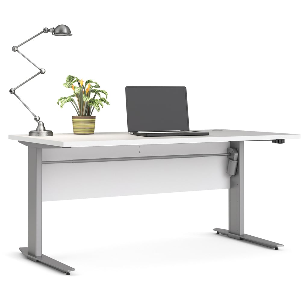 Florence Electric Height Adjustable Desk White and Silver Grey Image 3