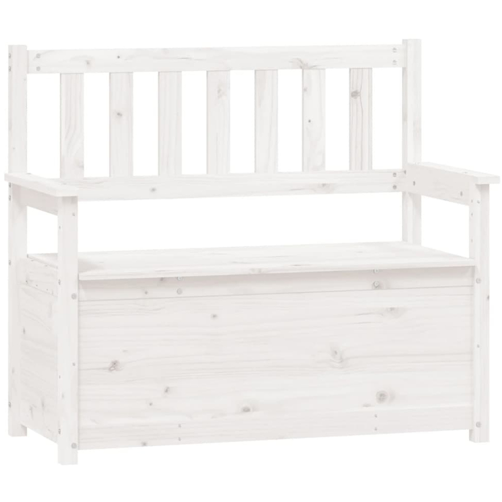 vidaXL White Solid Wood Pine Storage Bench 112.5 x 51.5 x 96.5cm Image 2