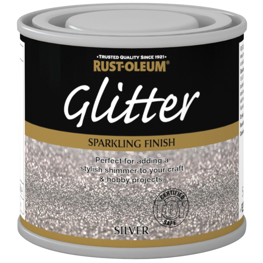 Rust-Oleum Glitter Silver Sparkling Finish Paint 125ml Image