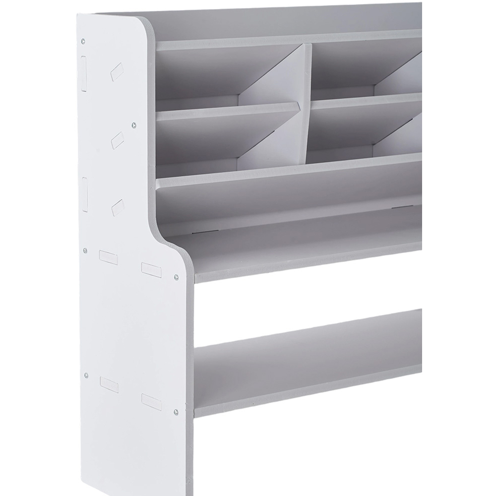 Living and Home 2 Shelf White Desktop Storage Shelf with Raised Base and Angled Compartments Image 5
