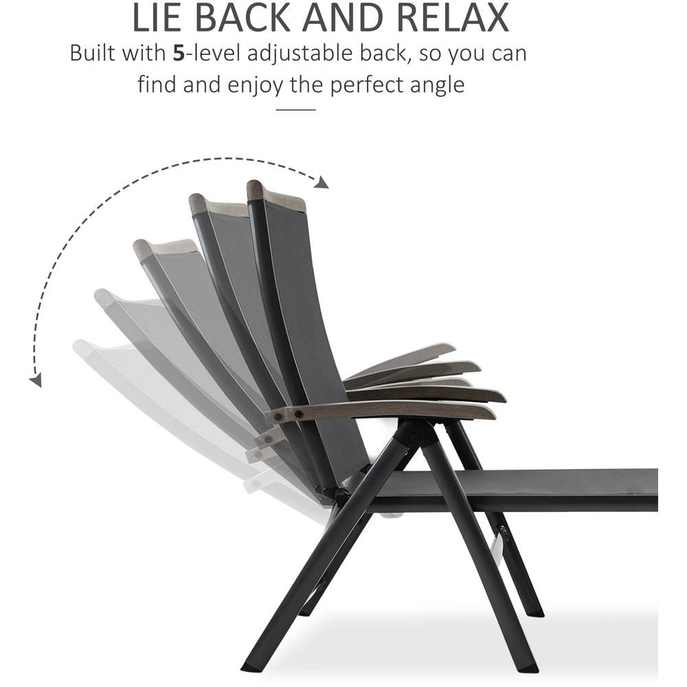 Outsunny Grey Chaise Adjustable Sun Lounger Image 5