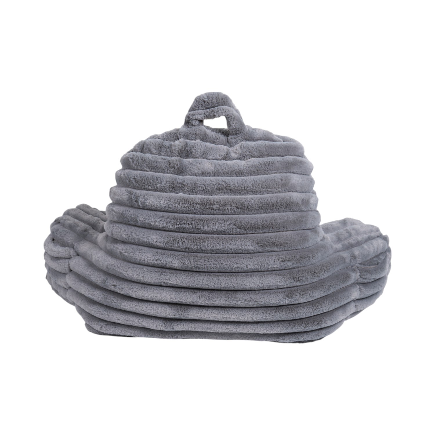 Ribbed Faux Fur Cuddle Chair Grey Image 4