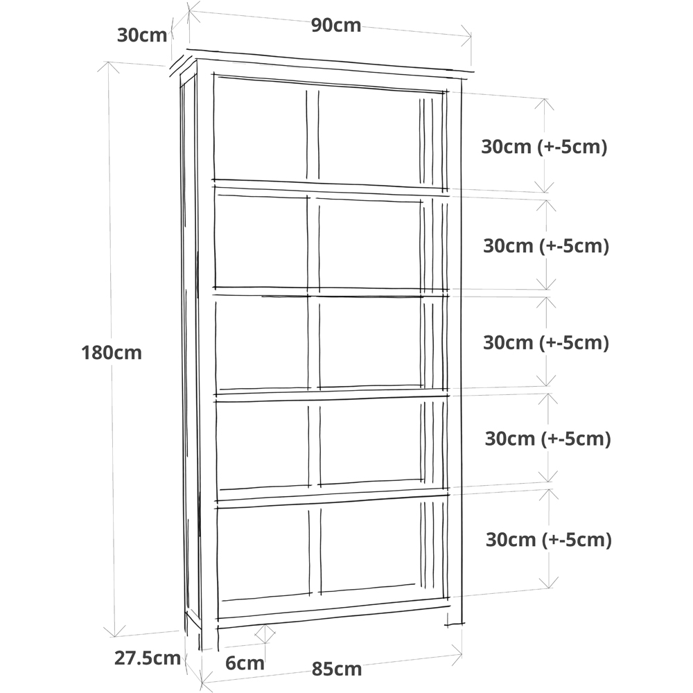 Lovere 5 Shelf Off White Bookcase Image 7