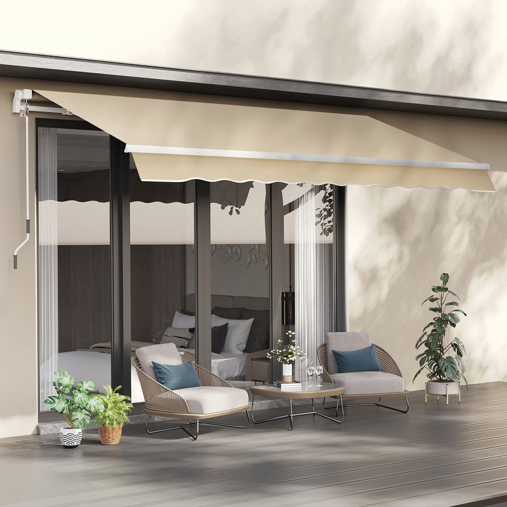 Outsunny Beige Manual Retractable Awning 3.5 x 2.5m Image 1