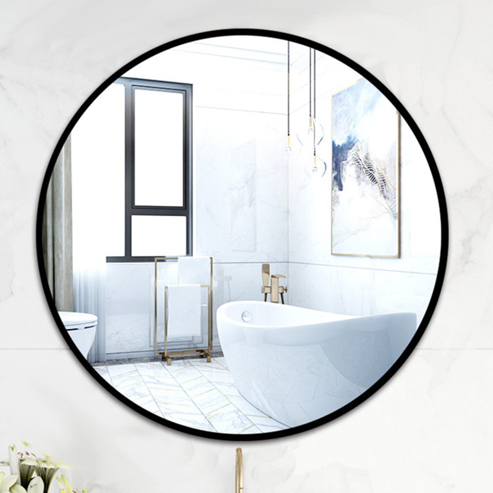 Living and Home Black Frame Nordic Wall Mounted Bathroom Mirror 50cm Image 4