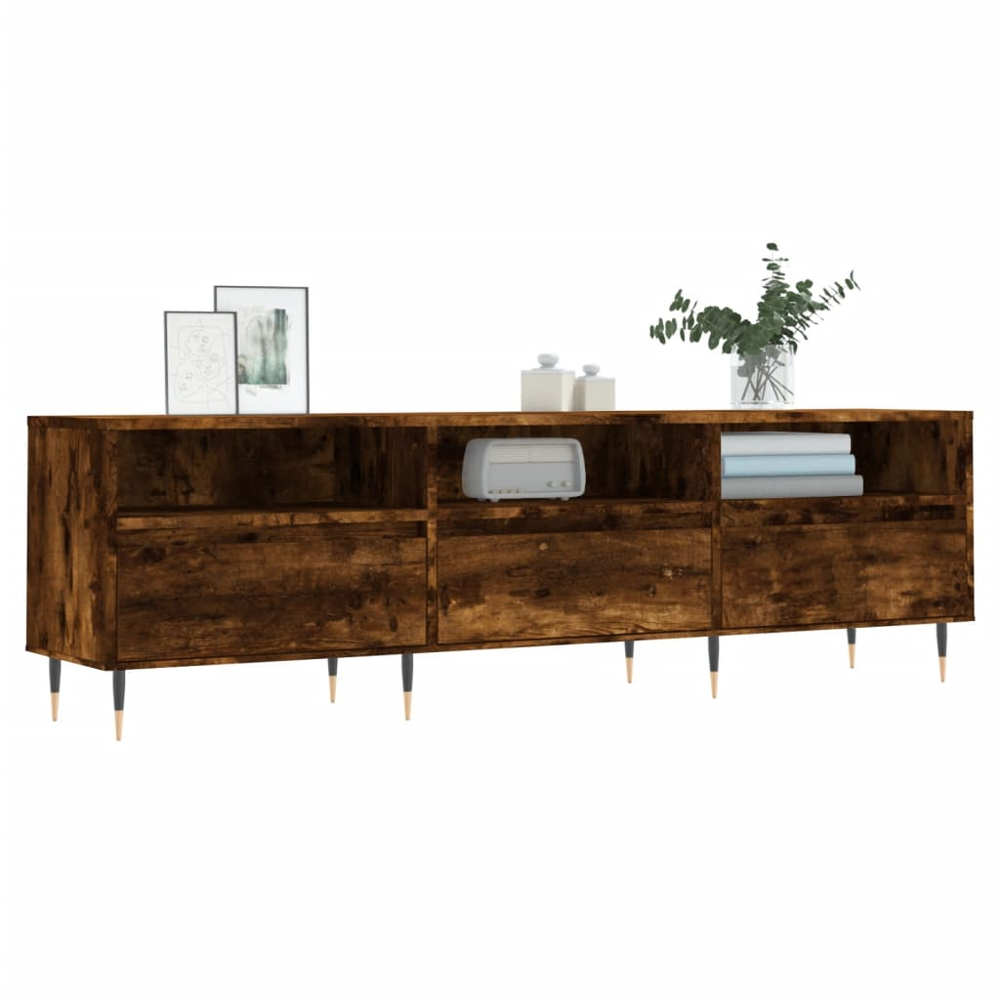 vidaXL 3 Door 3 Shelf Smoked Oak TV Cabinet Image 3