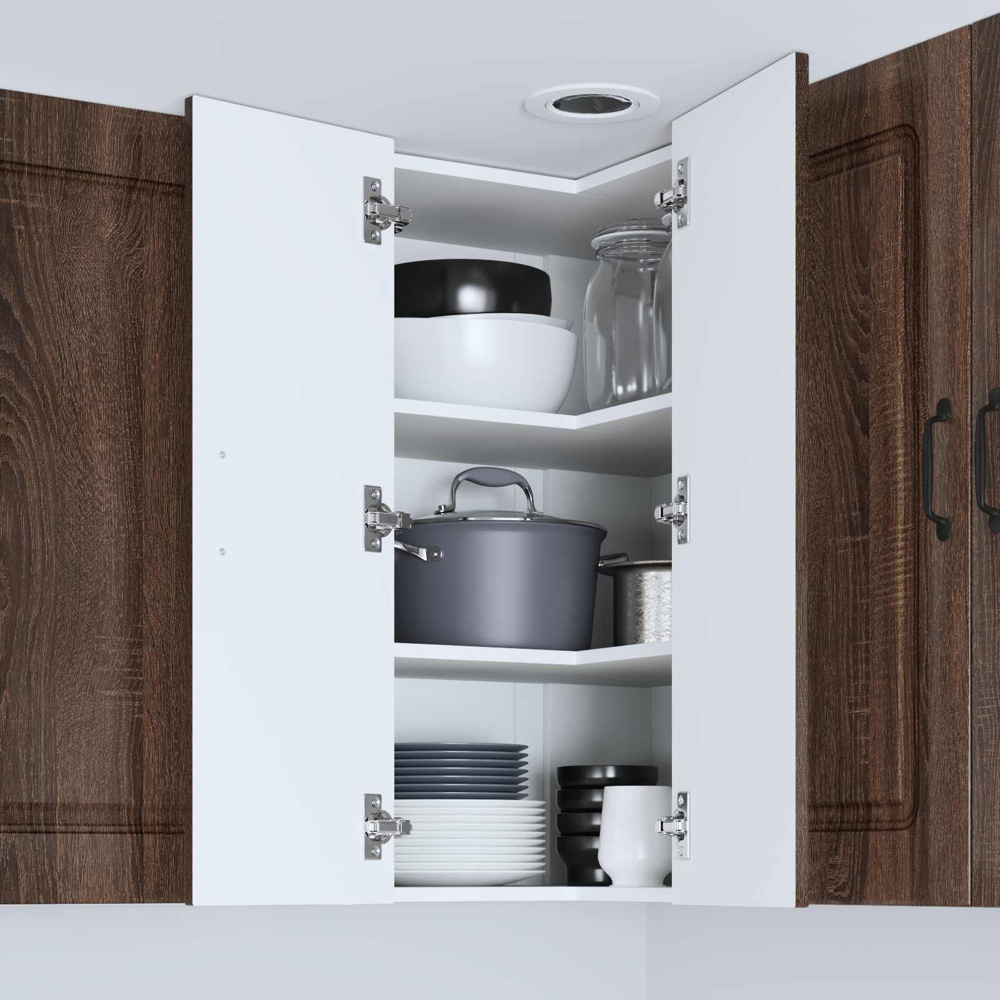 vidaXL 2 Door Brown Oak Kitchen Wall Corner Cabinet Image 9