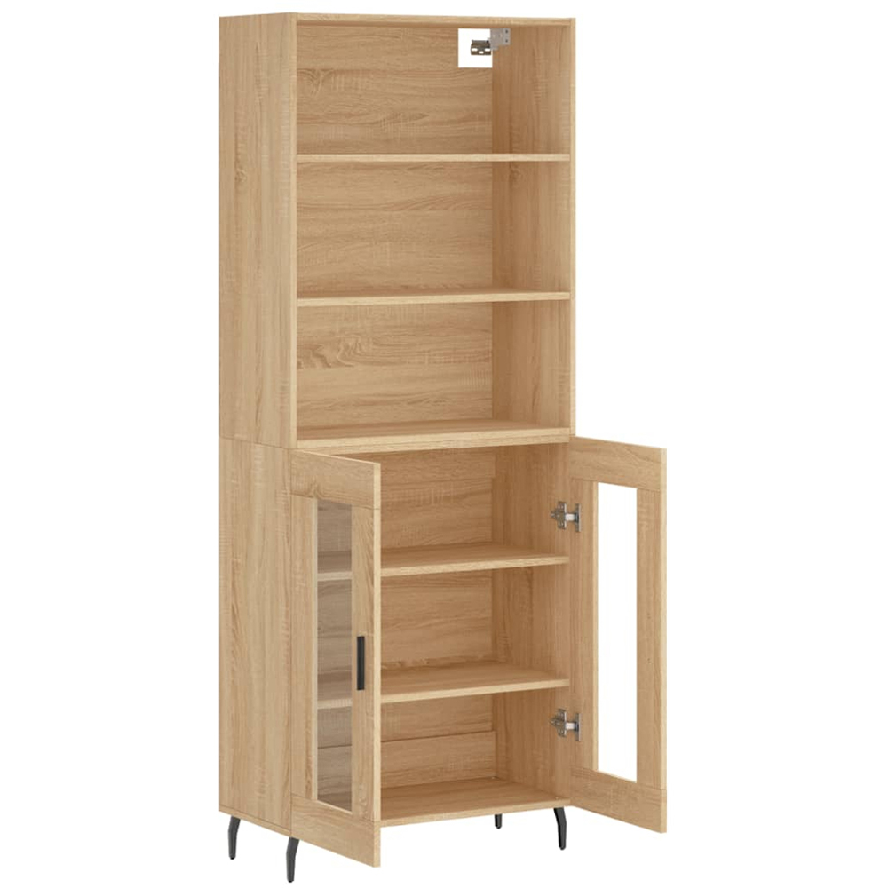 vidaXL 2 Glass Door 3 Shelf Sonoma Oak Highboard Image 4