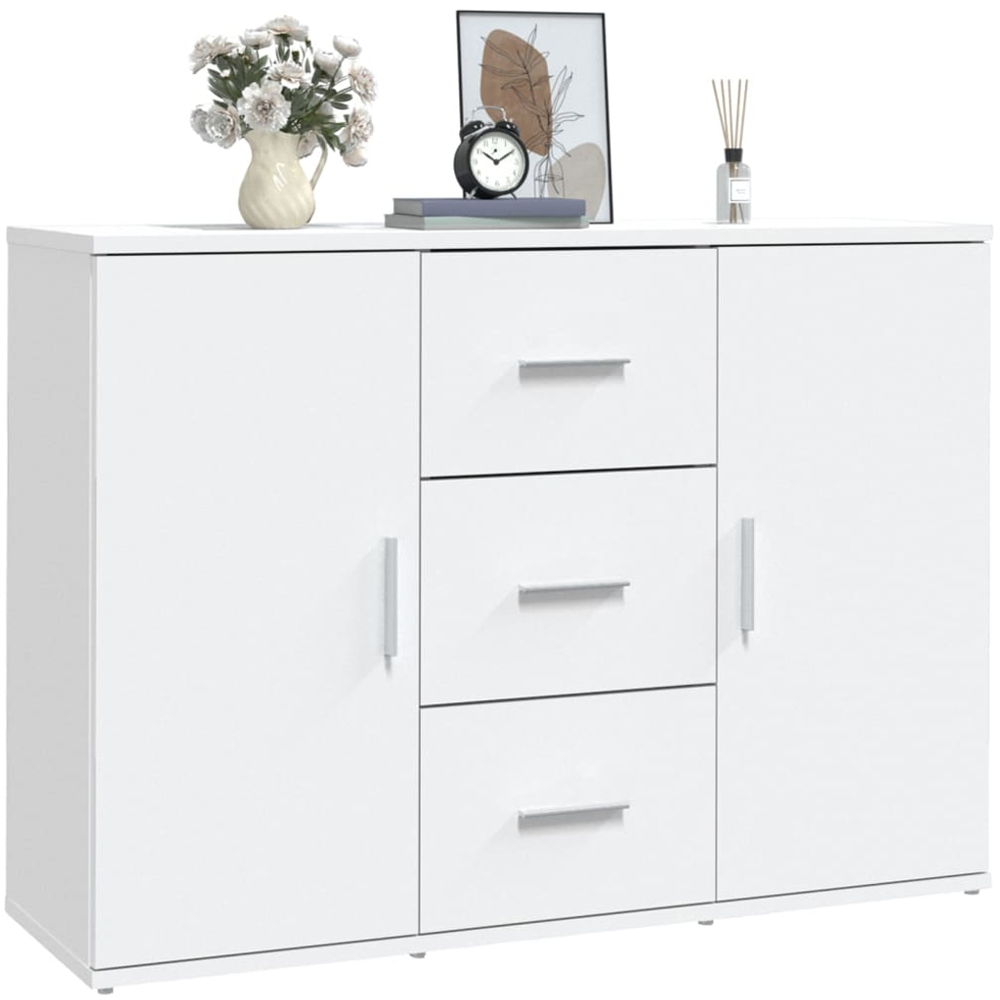 vidaXL 2 Door 3 Drawer White Sideboard Image 4