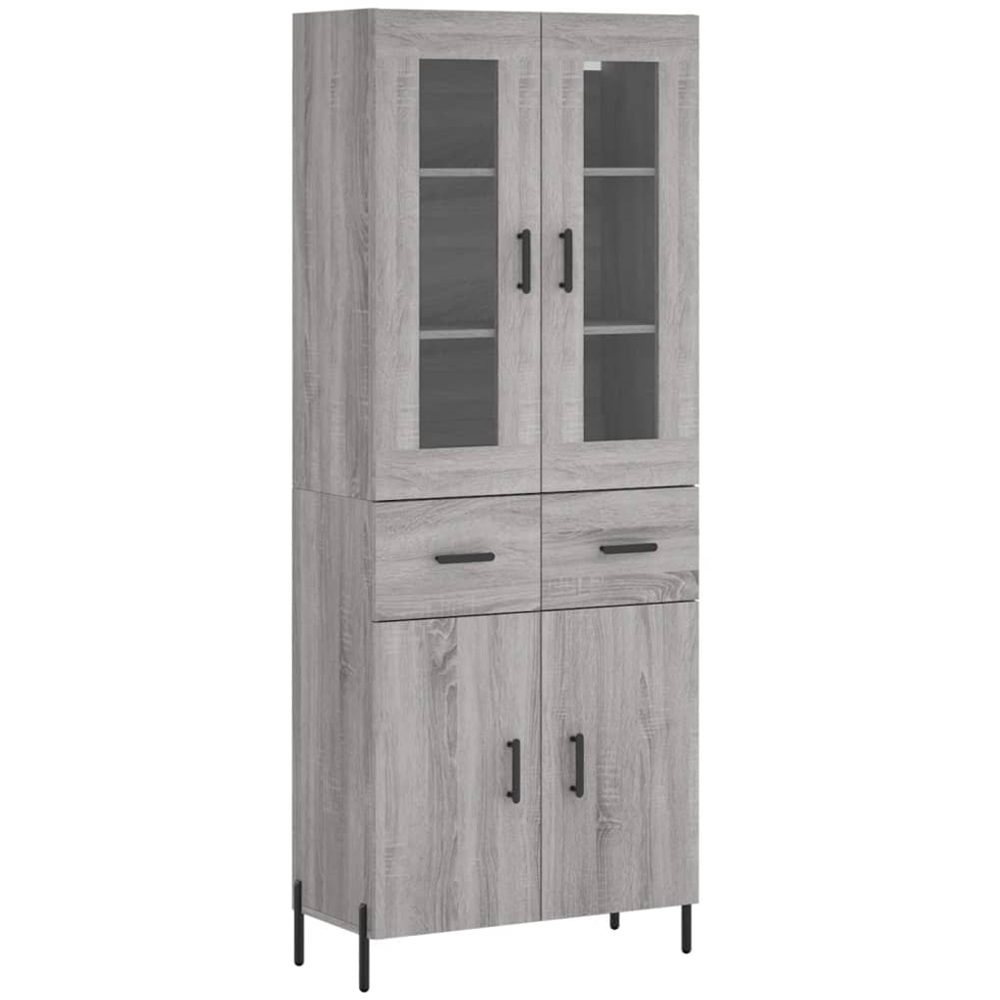 vidaXL 4 Door 2 Drawer Grey Sonoma Highboard Image 2