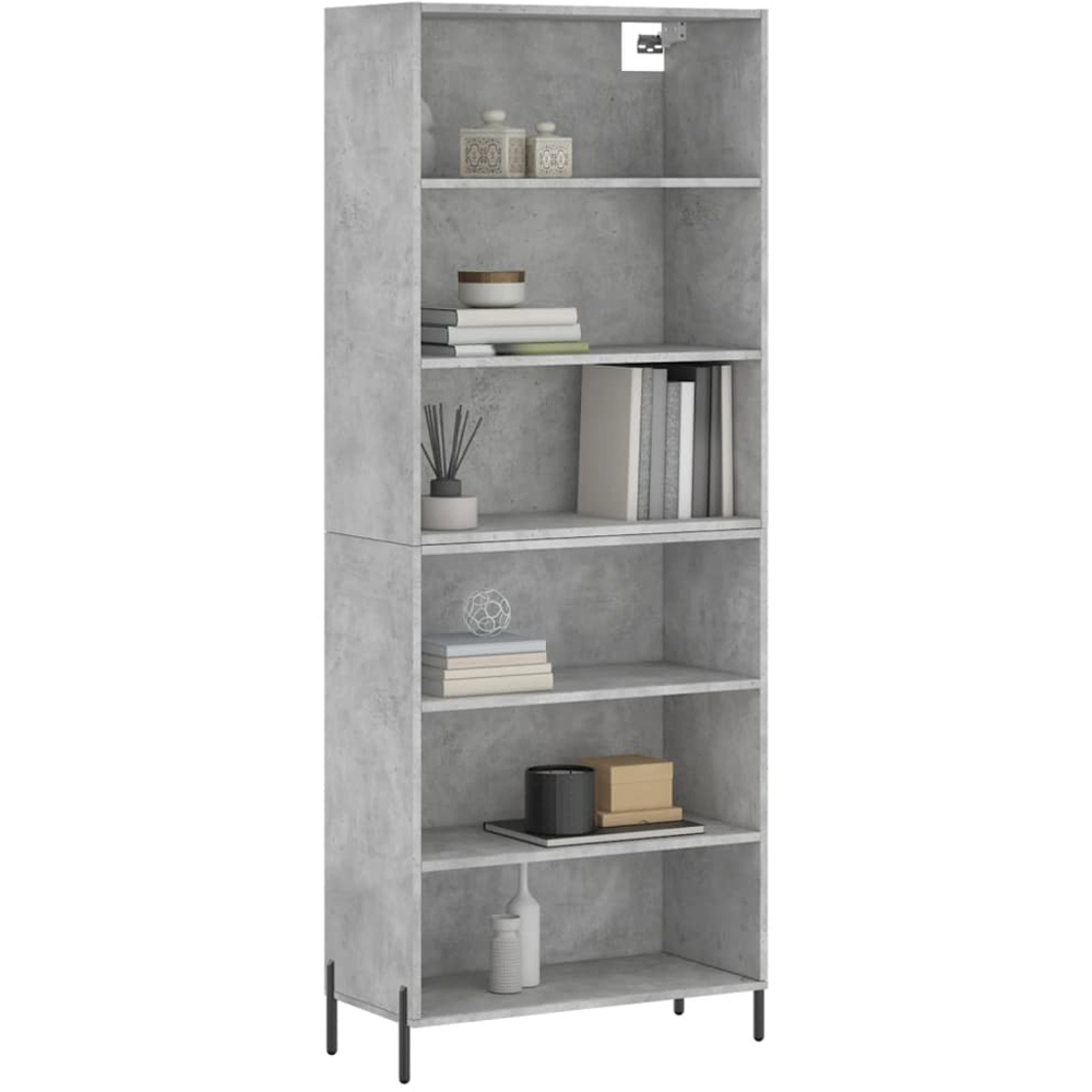 vidaXL 6 Shelf Concrete Grey Highboard Image 3