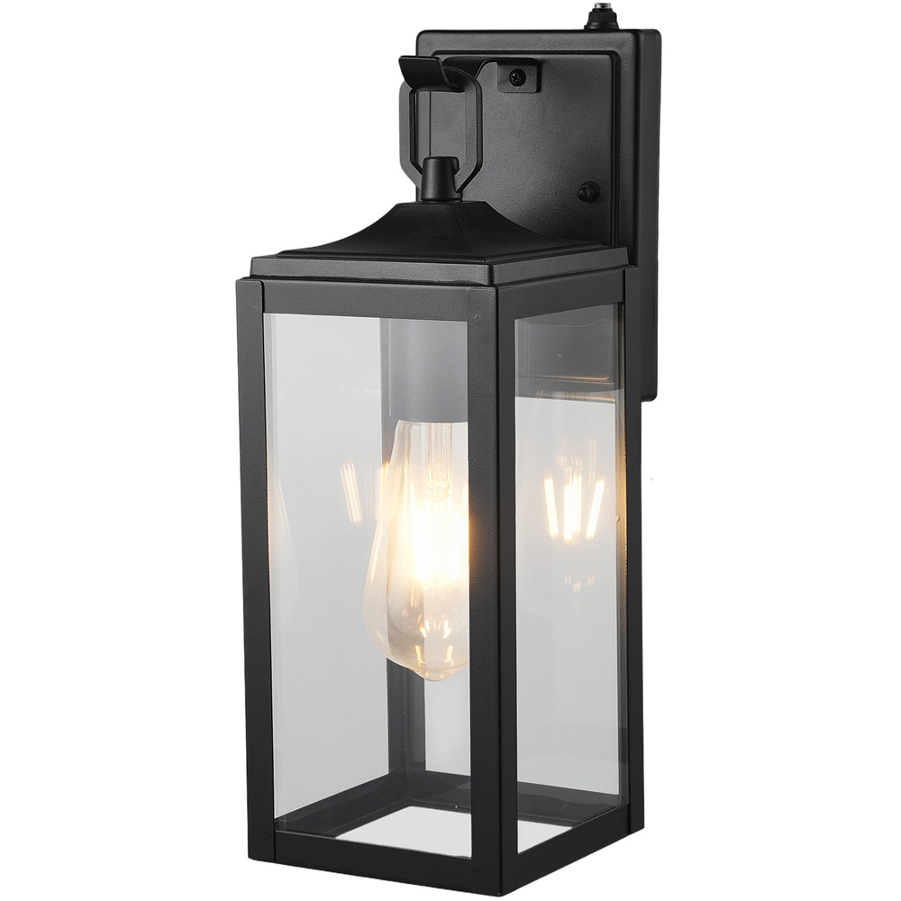 Living and Home Black Tempered Glass Shade Outdoor Sensor Wall Lamp Image 1