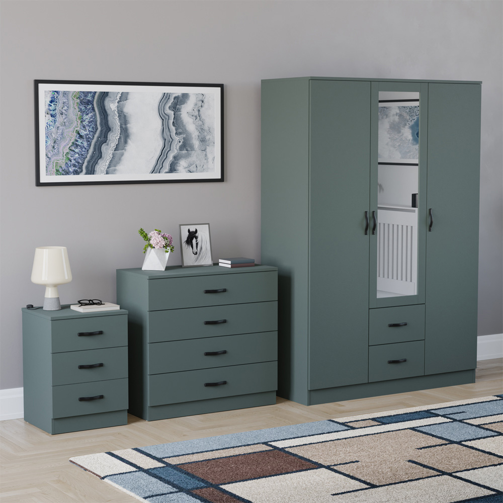 VIDA DESIGNS Riano Green 3 Piece Bedroom Furniture Set Image 1