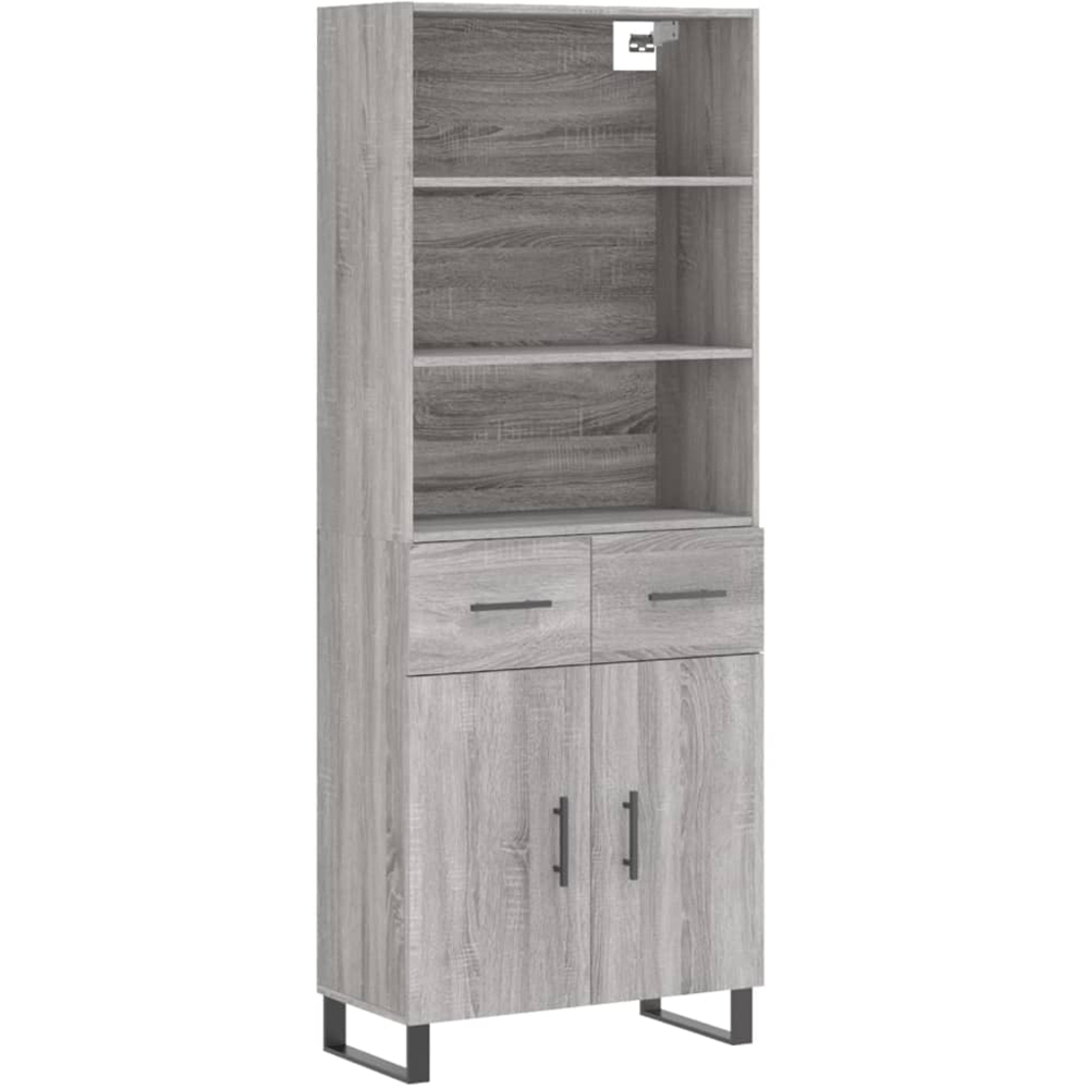 vidaXL 2 Door 2 Drawer 3 Shelf Grey Sonoma Highboard Image 2