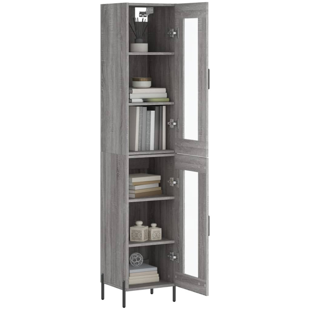 vidaXL 2 Glass Door Grey Sonoma Highboard Image 3