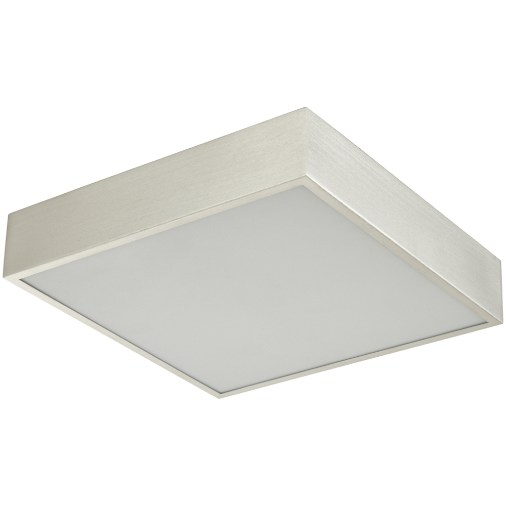 Happy Homewares Brushed Silver LED Flush Square Ceiling Light Image 1