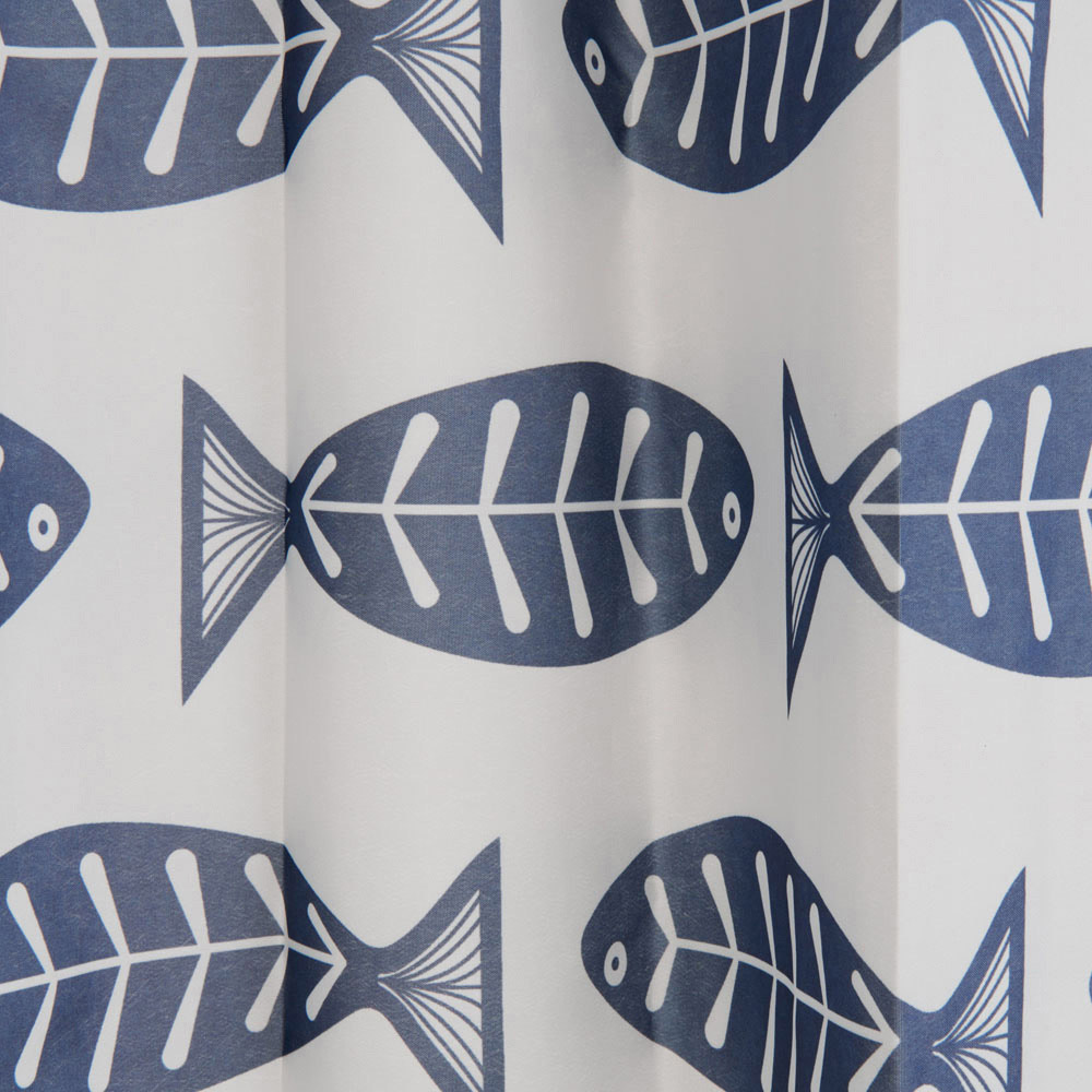 Wilko Shower Curtain Blue Fishes 180cm Image 2
