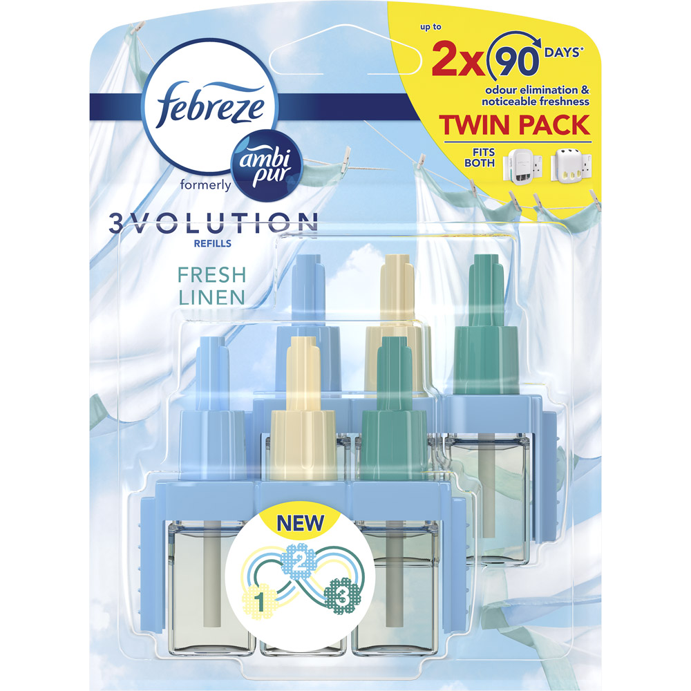 Febreze 3Volution Fresh Linen Twin Refill Pack 40ml Image 1
