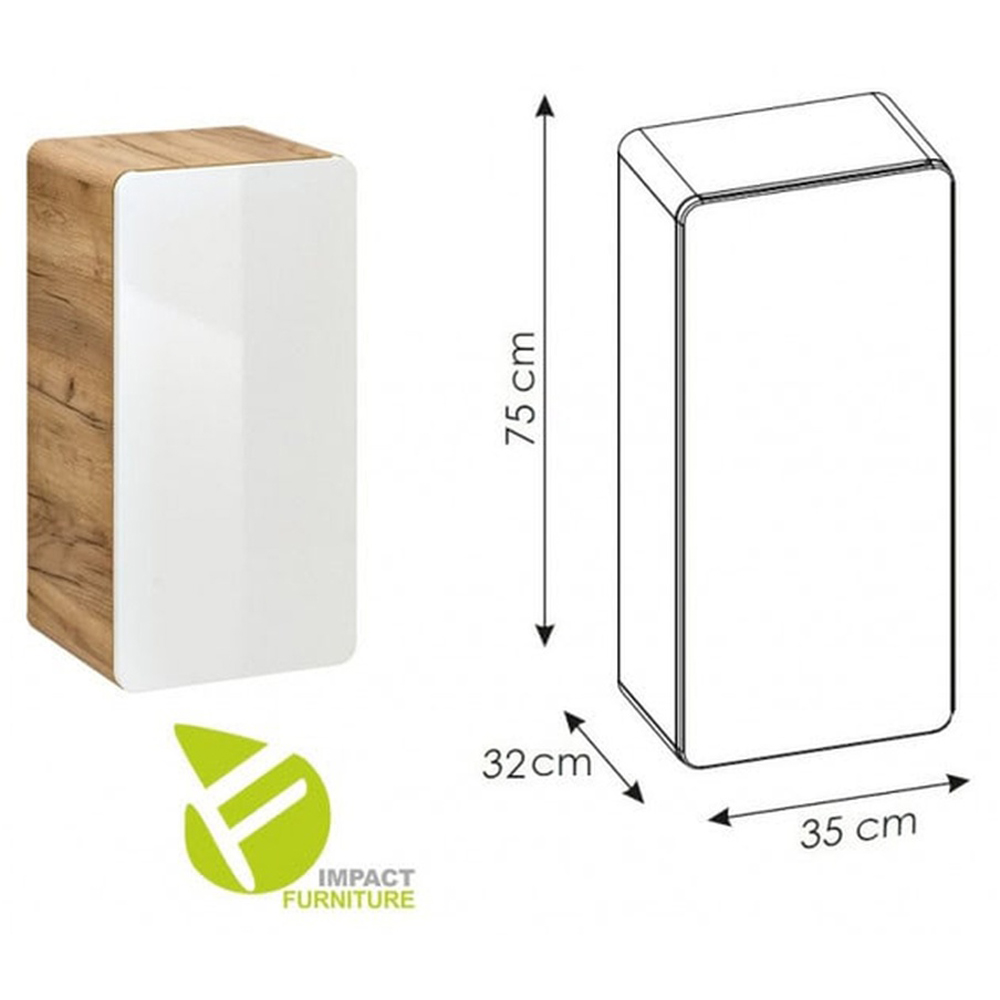 Impact Furniture Aruba White Gloss Oak Wall Hung Bathroom Furniture Set Image 7