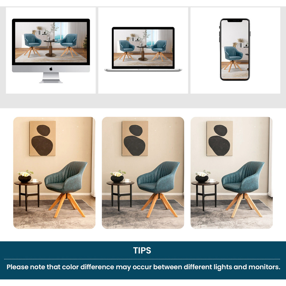 Costway Blue Swivel Accent Chair Set of 2 Image 6