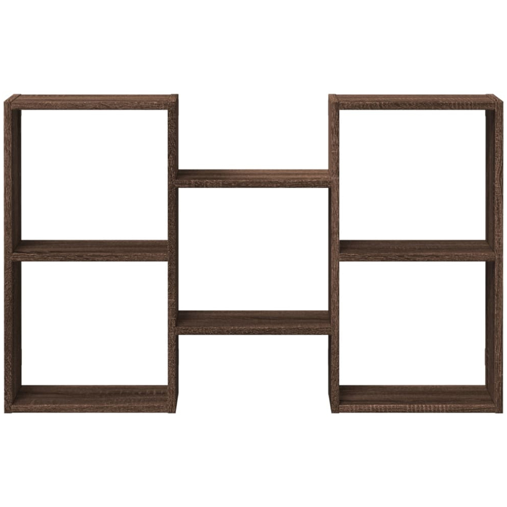 vidaXL 6 Shelf Brown Oak Floating Wall Shelf Image 2