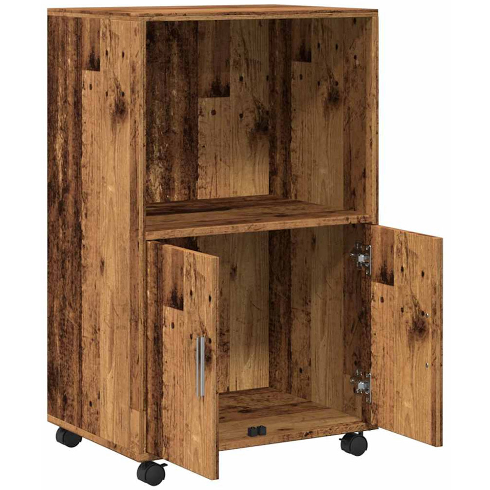 vidaXL 2 Door Single Open Shelf Old Wood Rolling Storage Cabinet Image 7