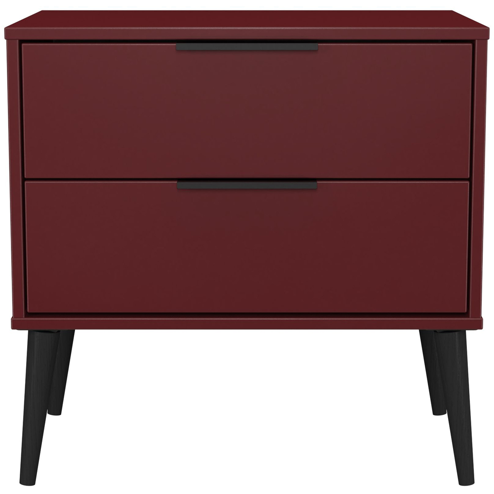 Crowndale Hong Kong 2 Drawer Red Matt Side Table Ready Assembled Image 2