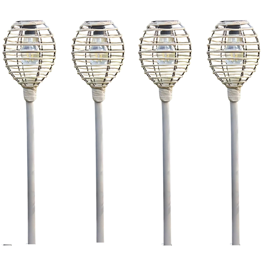 Garden Mile 4 Pack Rattan Effect Solar LED Stake Light Image 1