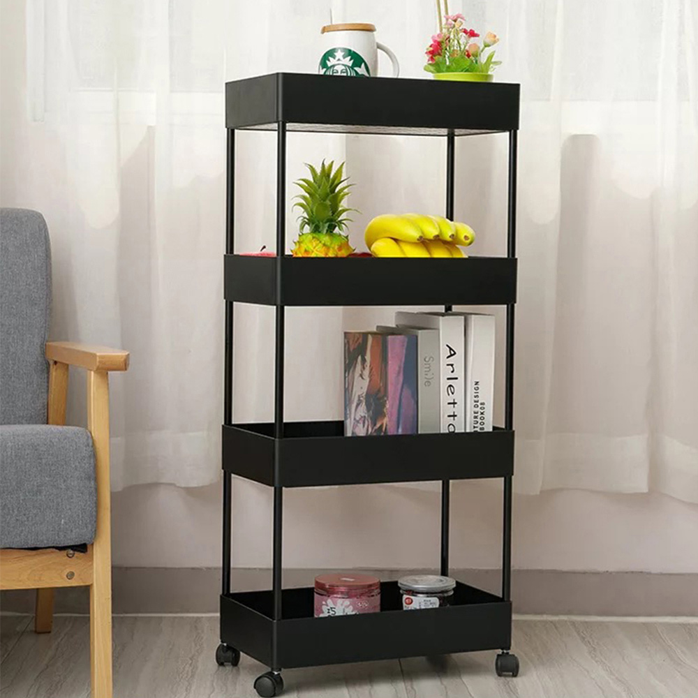 Living and Home Black 3 Tier Multi Purpose Trolley Image 5