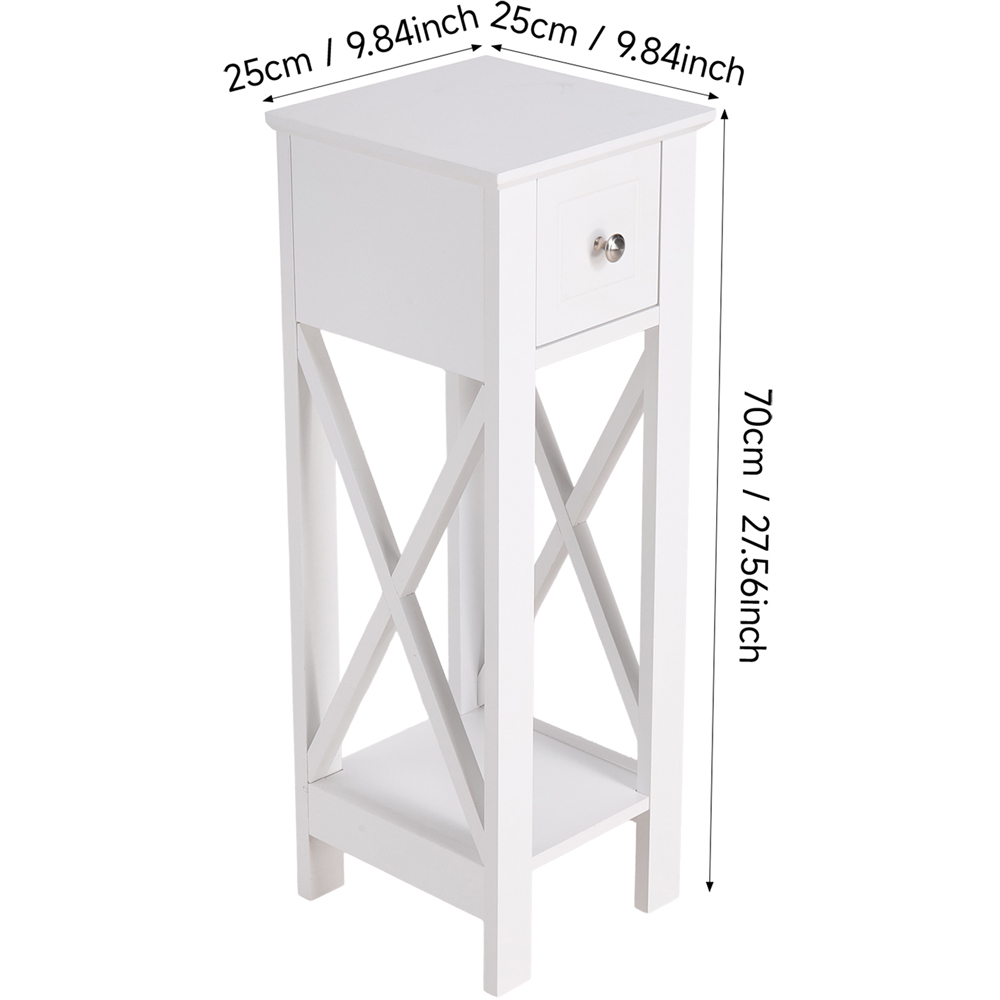 Living and Home Single Drawer Single Shelf White Bedside Table Image 9