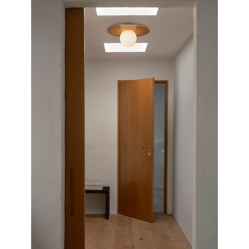 Nordlux Siona Wood Foil Round Opal White Glass Diffuser Ceiling Light Image 2