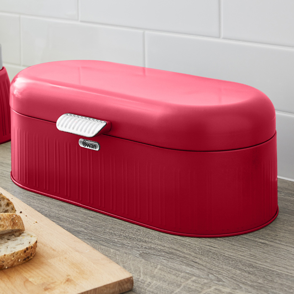 Swan Retro Red Bread Bin Image 2