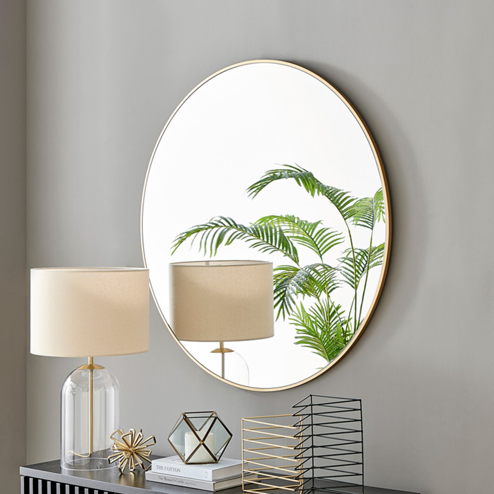 Furniturebox Emma Round Gold Frame Wall Mirror 100cm Image 2