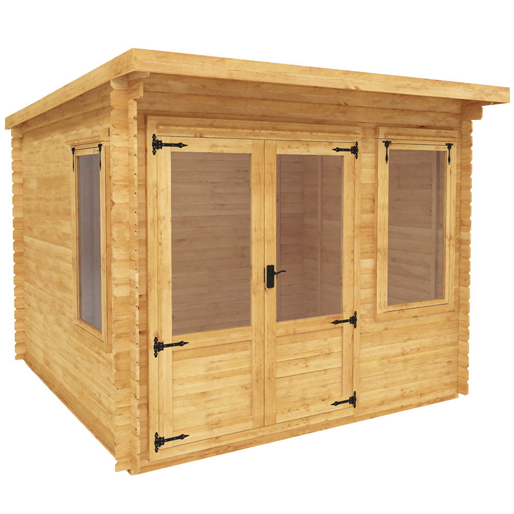 Mercia 9.8 x 9.8ft Double Door Wooden Pent Log Cabin Image 1