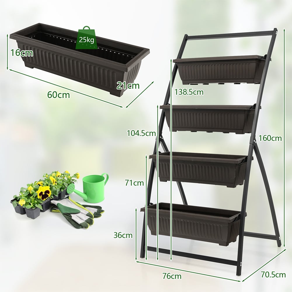 Costway 4 Tier Vertical Garden Planter 163cm Image 9