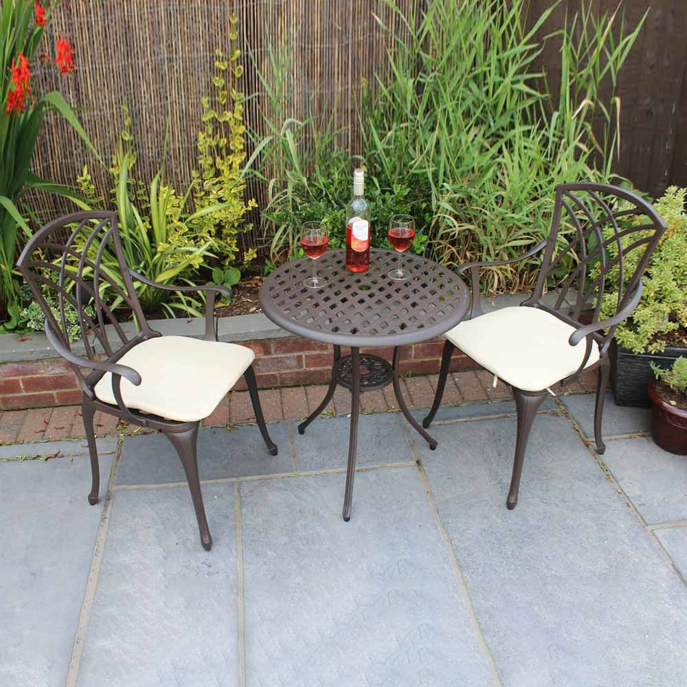 Charles Bentley Cast Aluminium 2 Seater Bistro Set Black Bronze Image 4