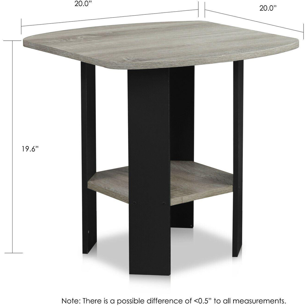 Walplus French Oak Grey and Black Simple Design Side Table Image 6